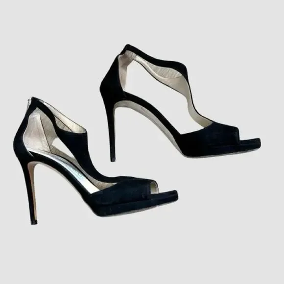 Jimmy Choo Black Sandals with Elegant T-Strap Design - Picture 2 of 7